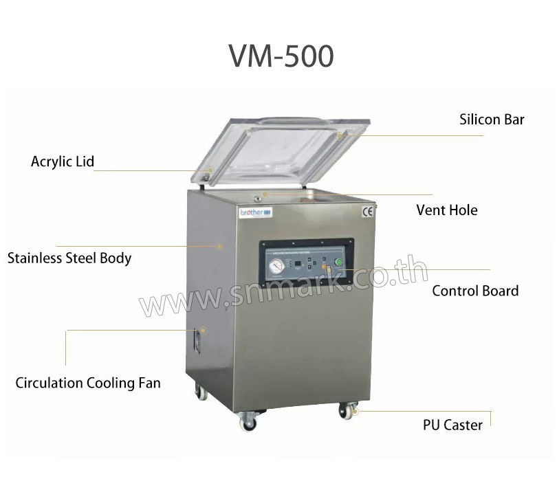 เครื่องซีลสูญญากาศ VM-500 (Vacuum packing machine) 2 แท่นซีล แถบซีล 10 มม. แพ็คอาหาร ฮาร์ดแวร์ ข้าวสาร อิเลคทรอนิคส์ เป็นต้น รับประกัน 1ปี